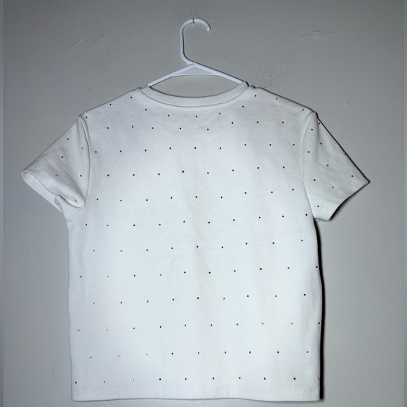STAUD CREW NECK WHITE T-SHIRT with rhinestones size large - Picture 5 of 7